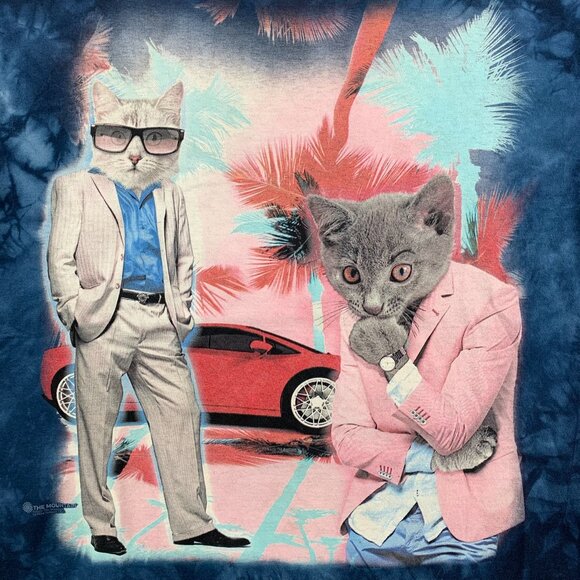 The Mountain Mens Shirt Large Blue Tie Dye Crewneck Miami Vice Cats Car Summer - Picture 2 of 8
